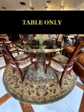 Round dining table (glass) with wooden base