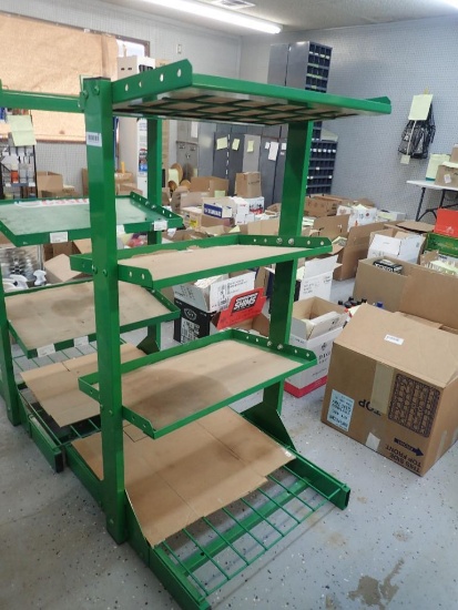 Used Green Metal Oil Display Shelving Unit - Qty - 1