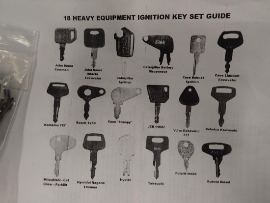 (Qty 18) Heavy Equiment Ignition Key Set (Qty 18)