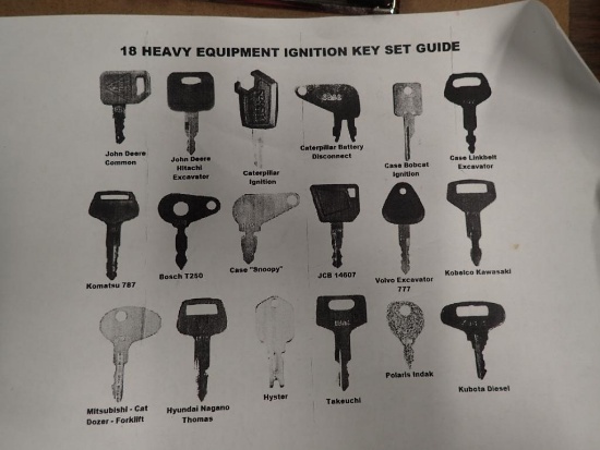 (Qty 18) Heavy Equiment Ignition Key Set (Qty 18)
