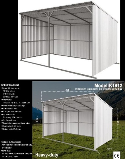 20FTx12FT Livestock Metal Shed - Model # K1912