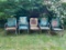 5 Vintage Metal Lawn Chairs (2 Vintage Metal Motel Rockers) (3 Straight Classic Metal Lawn Chairs)