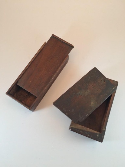 2 Antique Wood Pencil Boxes