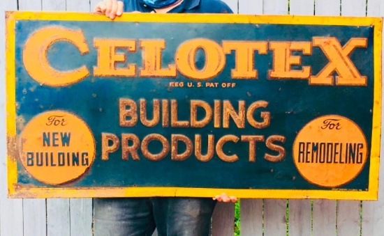 Original Celetex Building Company Tin Tacker Sign