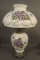 Consolidated Decorated Milk Glass Lamp Bulging Loop Violet Decorated. Measures 24 1/2