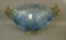Consolidated Crystal Blue Line 700 2 Sided Bowl In Gold Colored Ormalu Frame. measures 8