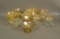 11 Pc. Consolidated Catalonian Lot Pair of Honey Top Crystal Candle Holders, Marigold Flash Saucer &