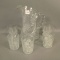 Cut Glass Intaglio Floral Etched 6 Pc. Water Set One tumbler has Flake Underneath Base as Shown