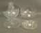 4 Piece Vintage Cut Glass Lot 1 Plate, 1 Etched Handled Tray,  1 Press Cut Bowl w/ Intaglio Floral D