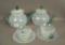 Two Fry Foval Jade Green Teapots W/ Cups & Saucers