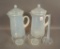 Two Fry Opalescent Coffee Pots and Strainers Only One Has Stem That is Badly Damaged But Present
