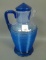 Fry Lt/Blue Diamond Optic Cocktail Pitcher Has Threading. Damage on 2  Areas of Threading as seen in