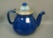 Fry Cobalt Enameled Coffee Pot Has Delft Blue Finial. Measures 9