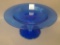 Fry Cobalt Crystal Twisted Flared Compote Measures 3 1/2