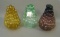 Lot of 3 Fry Figural Grape Clusters Amethyst , Green, and Amber. Measuring 7