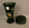 Consolidated /Tiffin Blk Satin Parrot Ftd Vase Measures 8 1/8