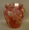 Consolidated Cranberry Flash Screech Owl Vase Measures 5 7/8