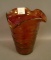 Consolid. Cranberry Flash Catalonian Vase Four Sided. Measures 6 1/4