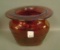 Consolid Cranberry Flash Catalonian Vase Spitoon Shape Flat Top Vase. Measures 6