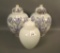 3 Consolidated Con Cora Decorated Urns Two with Amethyst Floral Decoration and One Plain