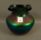 Imperial Freehand Smoke Two Handled Vase Squatty Bulbous. Has original Label. Measurea 6