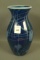 Imperial Freehand Cobalt Hanging Hearts Vase Has White Hanging Hearts and Trim . Measures 8 1/2