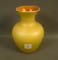 Imperial Freehand Yellow Satin Bulbous Vase Has Marigold Interior. Measures 6 1/2