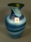 Imperial Freehand Blue Marbleized Bulbous Vase Measures 8 