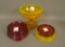 Co-Op Flint Sunset Three Pc. Lot Paneled Compote, No Lid and Two Console Bowl Bases