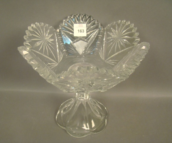 Brilliant Cut Glass Lg.6 Sided Stemmed Compote