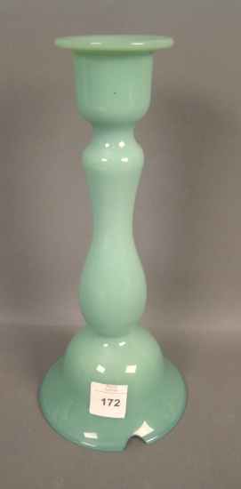 Fry Foval Jade Green Candlestick Lamp Base Measures 10' Tall