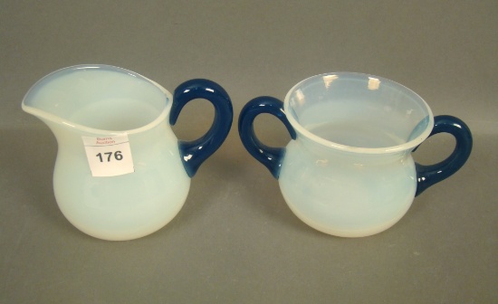 Fry Foval Delft Blue Open Sugar & Creamer
