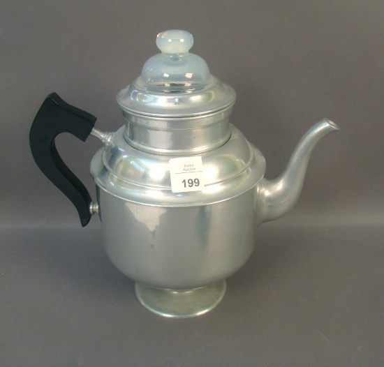 Fry Aluminum Coffee Pot W/ Opalescent Finial Retains Metal Percolator