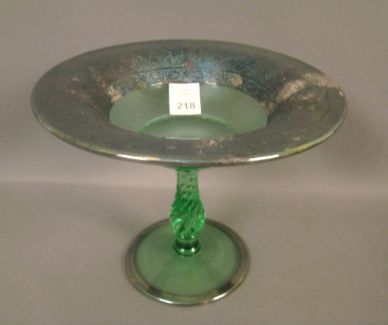 Fry Green/ Silver Trim Flared Compote
