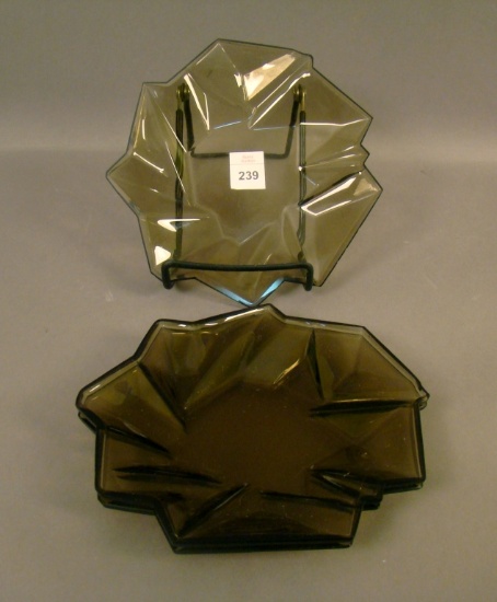 3 Consolidated Smokey Topaz Ruba Rombic Plates 7" Bread & Butters