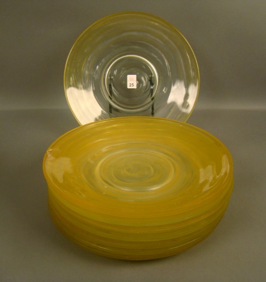 8 Consolidated Yellow/ Clear Catalonian 10" Plates Measuring 8"