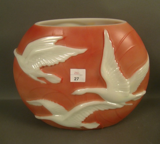 Phoenix Red-Pearlized Flying Geese Vase