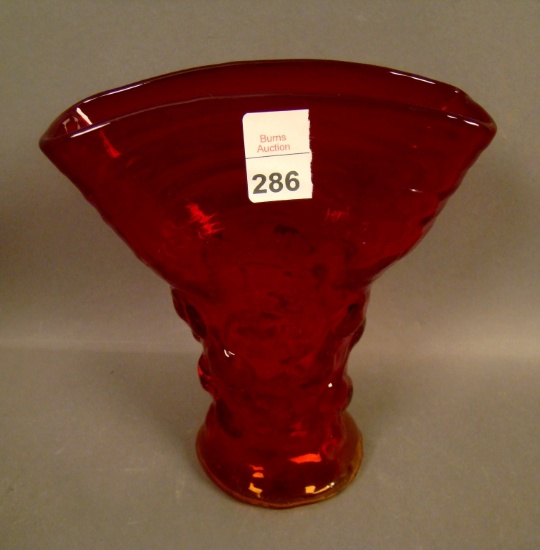 Consolidated Red Spanish Knobs Fan Vase Measures 6" Tall