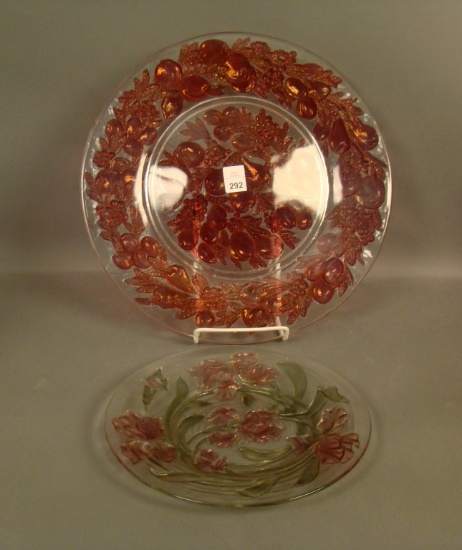 Consolid. Cranberry Flash /Clear 5 Fruits Platter Measures 11 1/4" Also Cranberry Flash 8 1/2" Iris