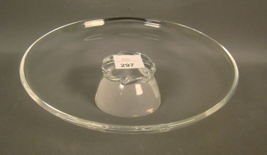 Signed Steuben Crystal Pedestal Tray Measures 8"