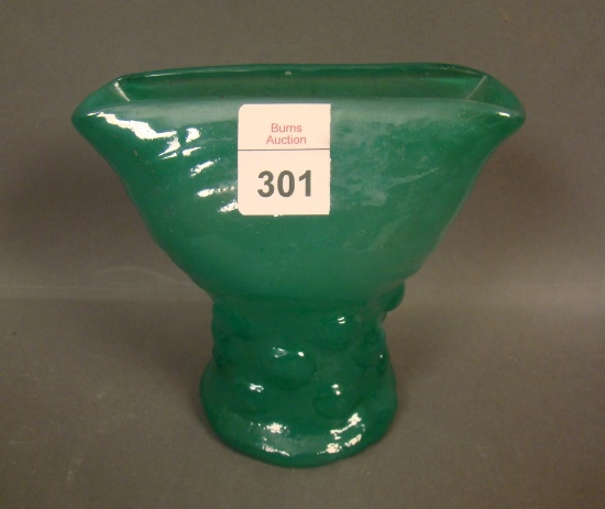 Consolidated Jade Green Spanish Knobs Fan Vase Measures 4 1/4"