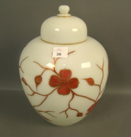 Consolidated Con Cora Burnt Orange Covered Urn Decorated