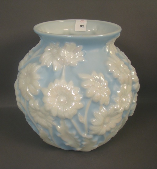 Phoenix Lt/ Blue Pearlized MG Daisy vase Measures 9 1/2" Tall