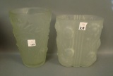2 Pc. Phoenix Frosted Vase Lot Cosmos and Freesia