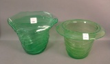 Pair of Consolidated Catalonian Vases Emerald Green  8 1/4
