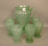 Consolidated 5 Fruits Green Wash Jug W/ 6 Tumblers