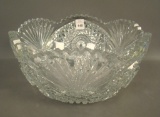 Brilliant Cut Glass Lg Bowl W/ Geometeric Design Measures 10