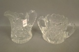Signed Fry Floral Cut Glass Sugar & Creamer
