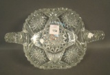Signed Fry Cut Glass Handled Bon-Bon Geometric Design. Measures 9
