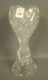 Brilliant Cut Glass Dome Ftd. Vase Has Geometric Design.  Measures 10 1/2